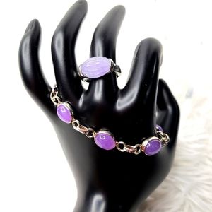 Lavender Jade Ring and bracelet Set
